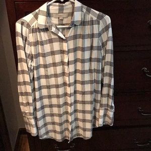 LOFT plaid tunic blouse SZ S